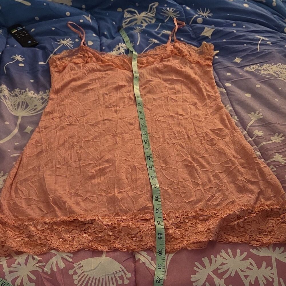 rue21 Peach Lace Chemise Sleeveless Adjustable Strap Large Y2K Camisole Coral